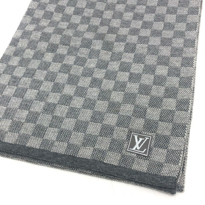Louis Vuitton Scarf Echarpe Petit Damier Wool Gray