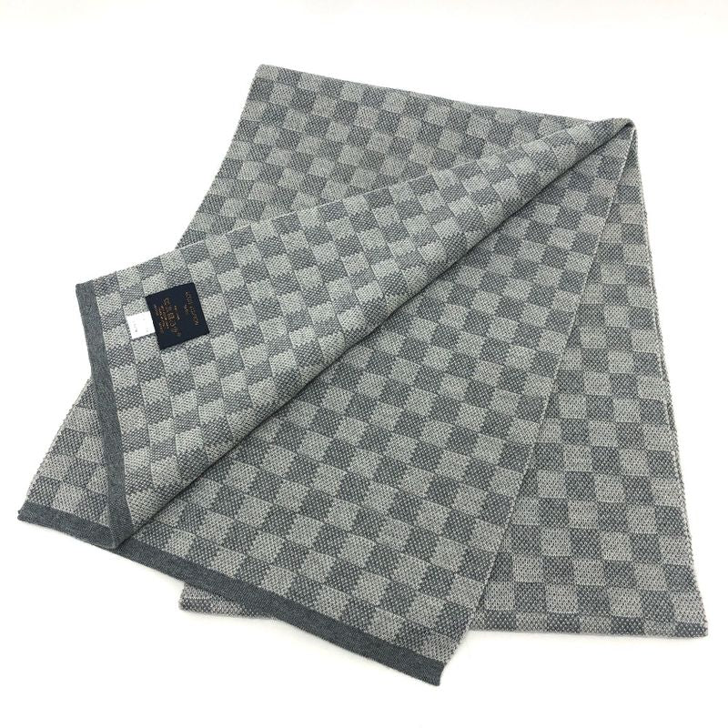 Louis Vuitton Scarf Echarpe Petit Damier Wool Gray