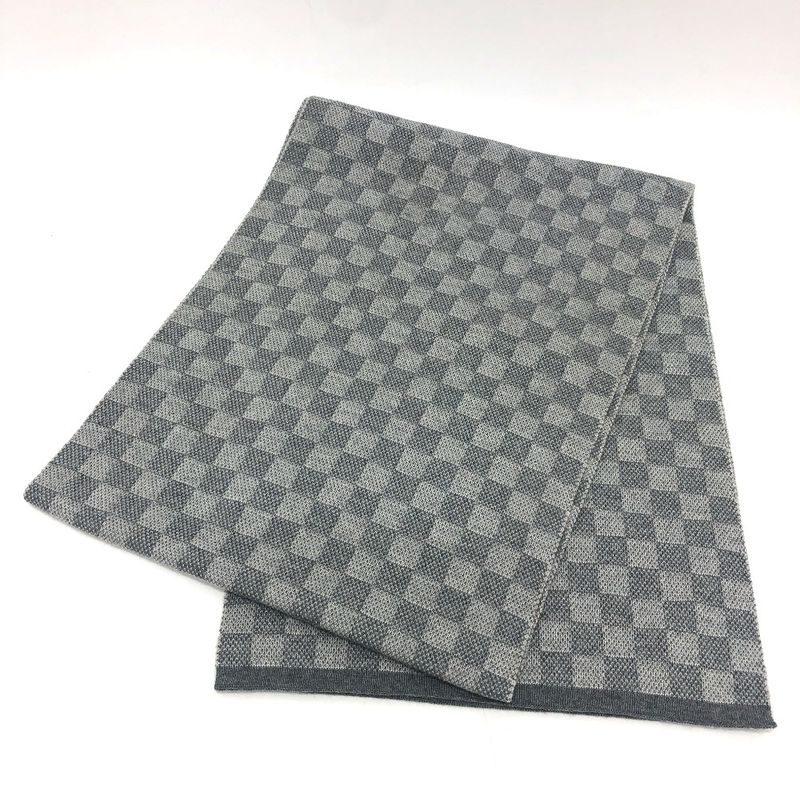 Louis Vuitton Scarf Echarpe Petit Damier Wool Gray