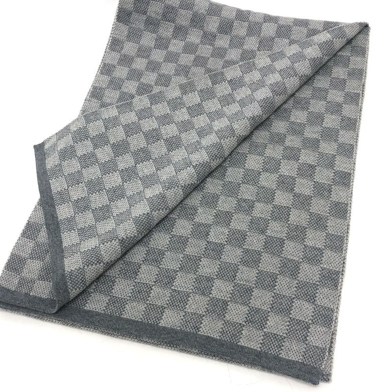 Louis Vuitton Scarf Echarpe Petit Damier Wool Gray