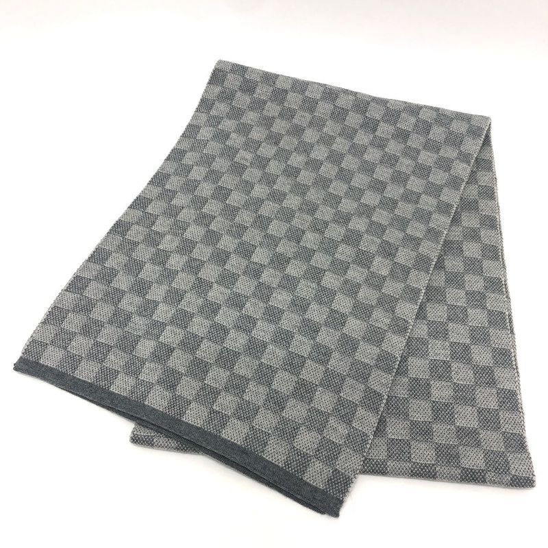Louis Vuitton Scarf Echarpe Petit Damier Wool Gray