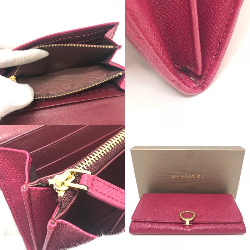 Bvlgari Wallet Logo Clip Leather Red