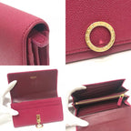 Bvlgari Wallet Logo Clip Leather Red