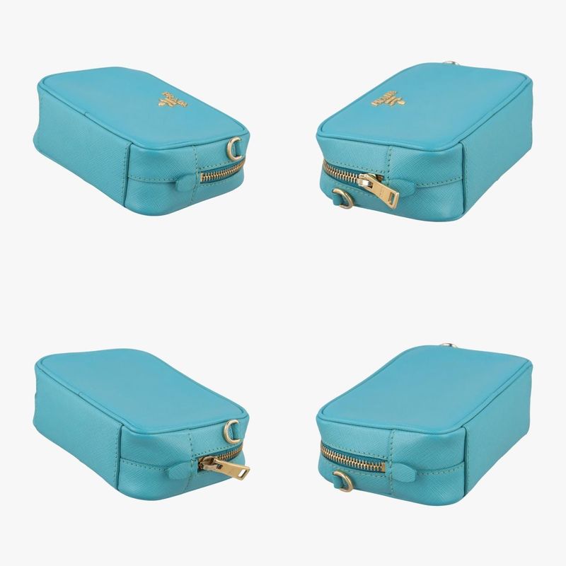 Prada Vitello Phoenix Camera Bag Blue Saffiano Leather 7