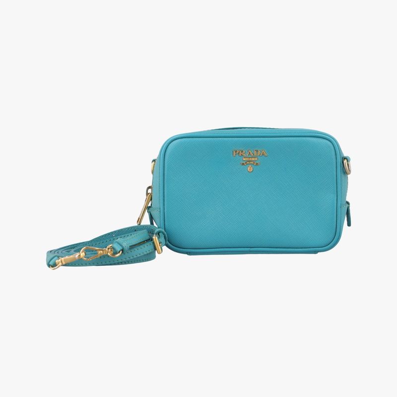 Prada Vitello Phoenix Camera Bag Blue Saffiano Leather 7