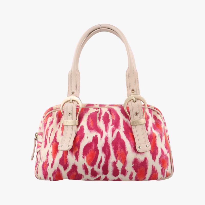 Dior le Buckle Handle Satchel Red Bejou Canvas X Beige