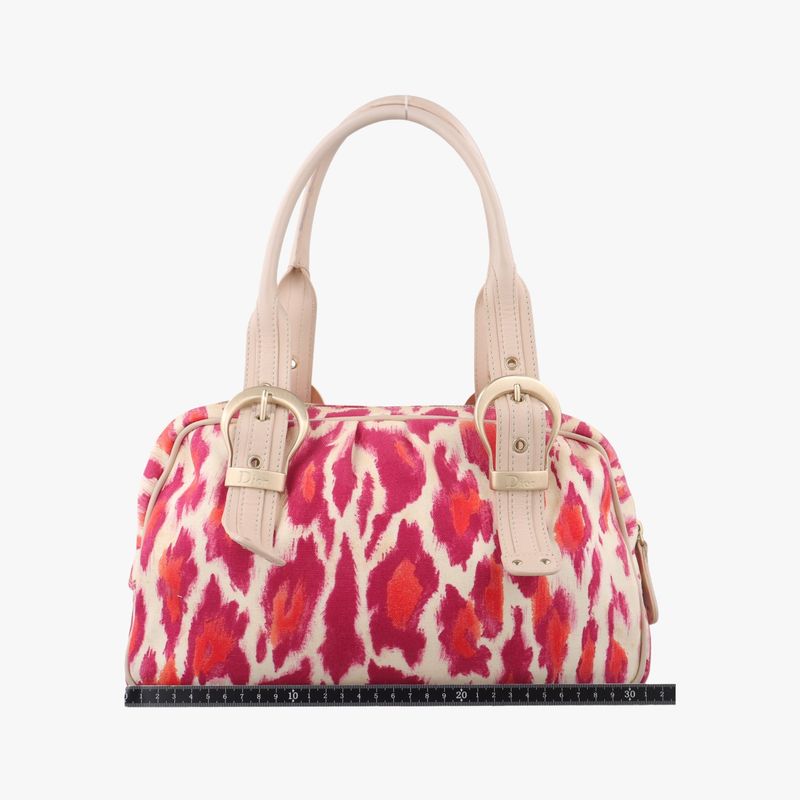 Dior le Buckle Handle Satchel Red Bejou Canvas X Beige