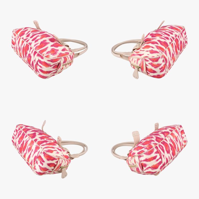 Dior le Buckle Handle Satchel Red Bejou Canvas X Beige