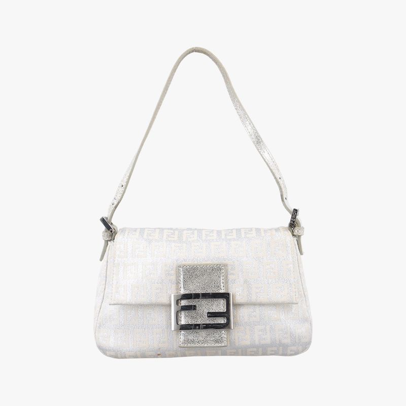 Fendi Mamma Bucket Silver Canvas Shoulder Bag