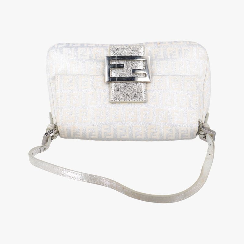 Fendi Mamma Bucket Silver Canvas Shoulder Bag