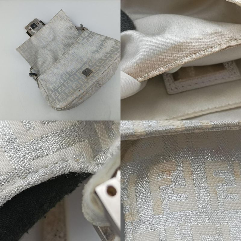Fendi Mamma Bucket Silver Canvas Shoulder Bag