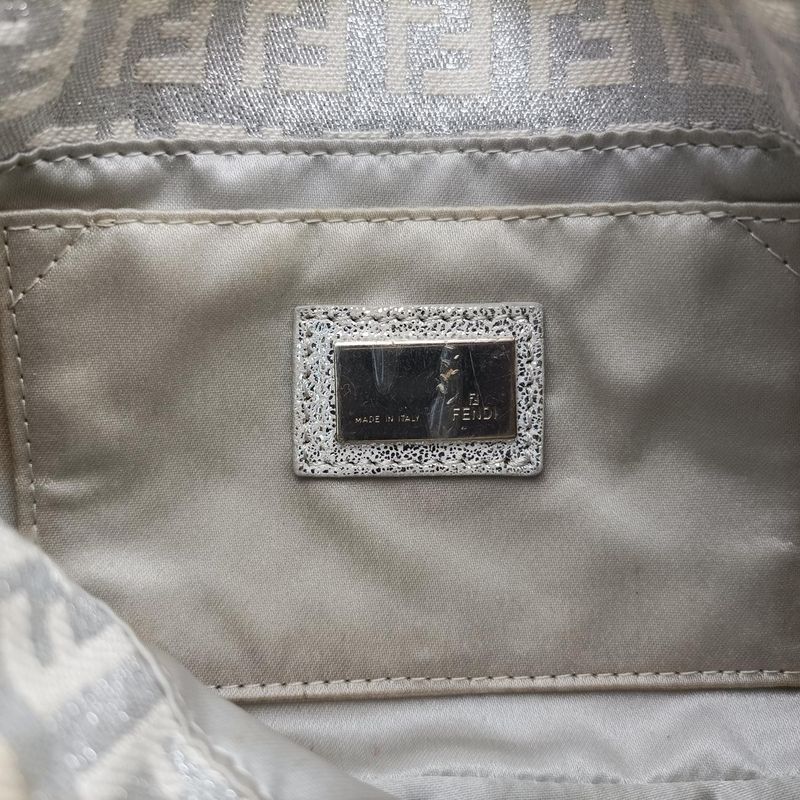 Fendi Mamma Bucket Silver Canvas Shoulder Bag