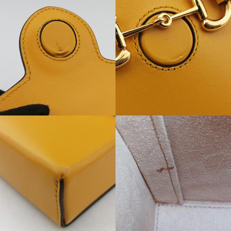 Gucci Horsebit Yellow Leather Shoulder Bag