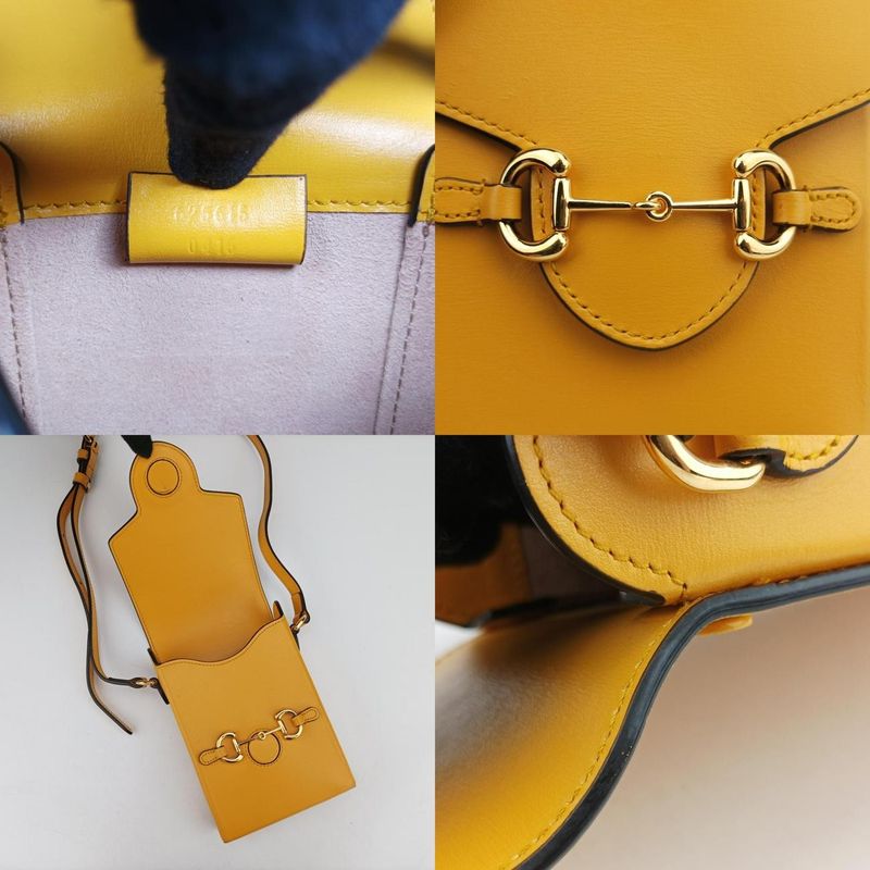 Gucci Horsebit Yellow Leather Shoulder Bag