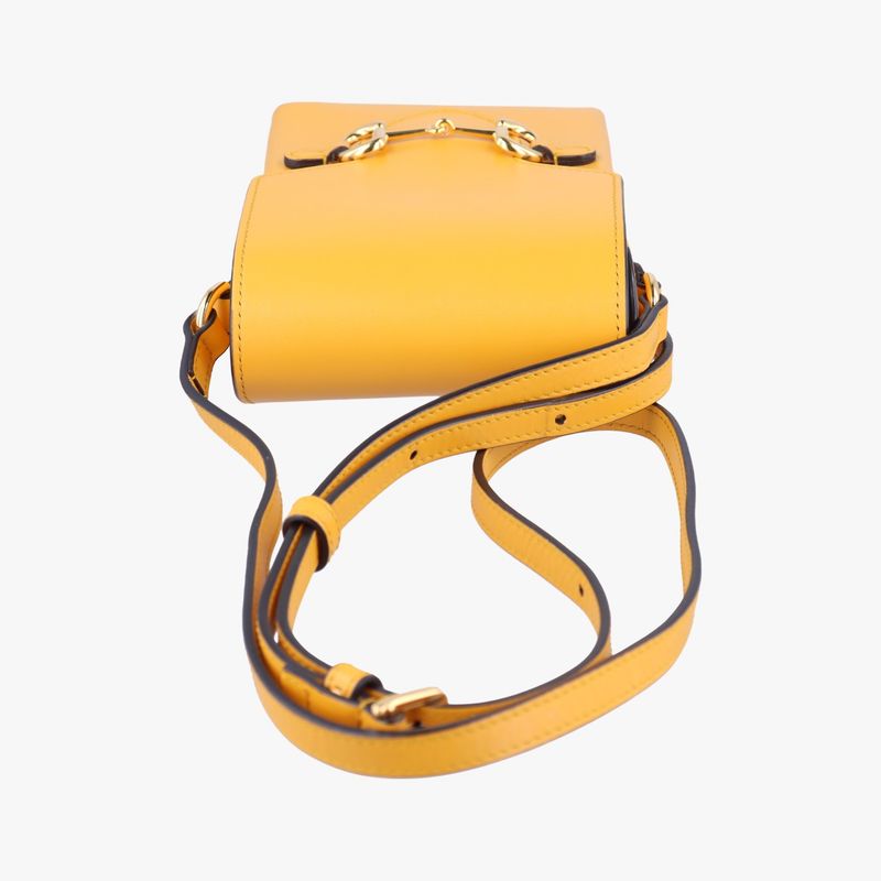Gucci Horsebit Yellow Leather Shoulder Bag