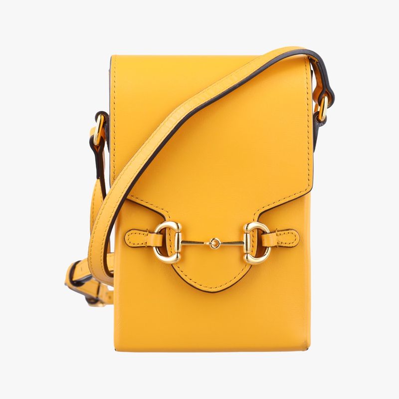 Gucci Horsebit Yellow Leather Shoulder Bag