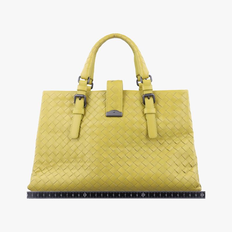 Bottega Veneta Roman Intrecciato Yellow Lambskin Shoulder Bag