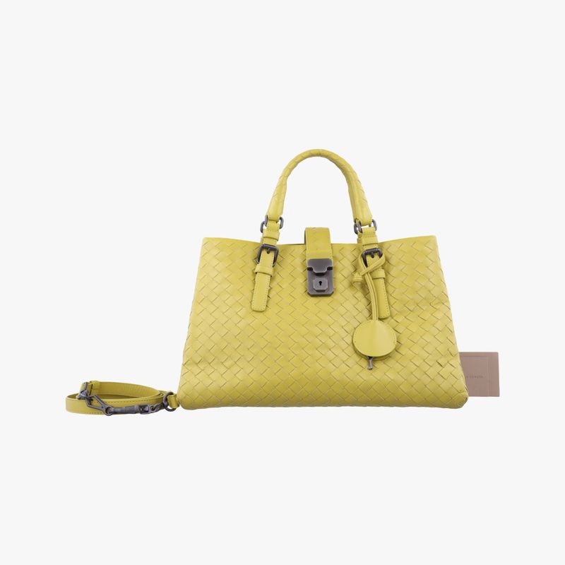 Bottega Veneta Roman Intrecciato Yellow Lambskin Shoulder Bag