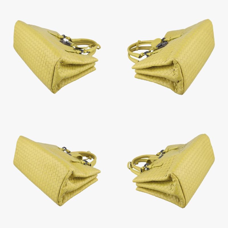Bottega Veneta Roman Intrecciato Yellow Lambskin Shoulder Bag