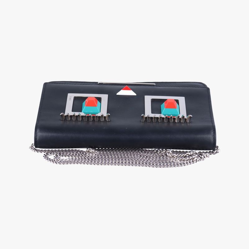 Fendi Monster Star Eyes Tube Black Leather Shoulder Bag