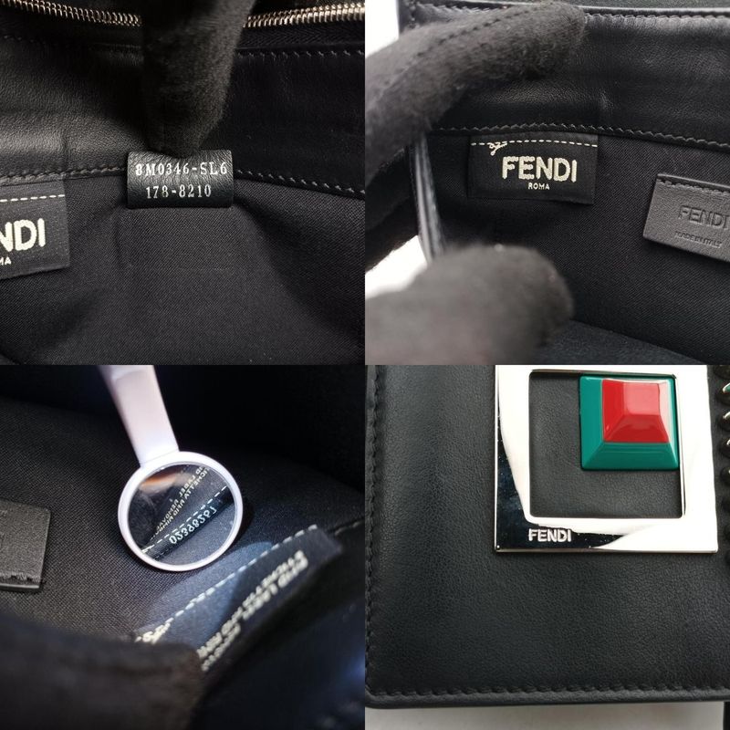 Fendi Monster Star Eyes Tube Black Leather Shoulder Bag