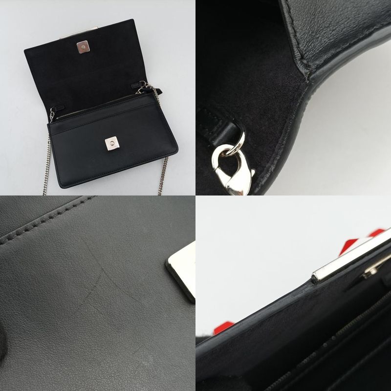 Fendi Monster Star Eyes Tube Black Leather Shoulder Bag