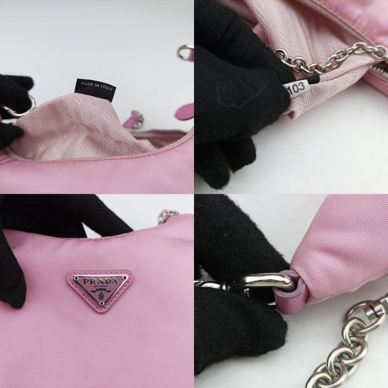 Prada Reedition Chain Pink Nylon Pendant