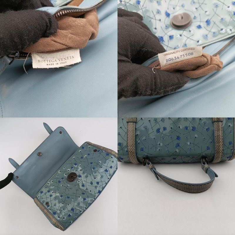 Bottega Veneta Anemone Maestra Blue Patent Shoulder Bag