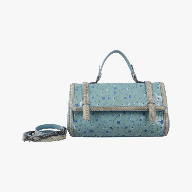 Bottega Veneta Anemone Maestra Blue Patent Shoulder Bag