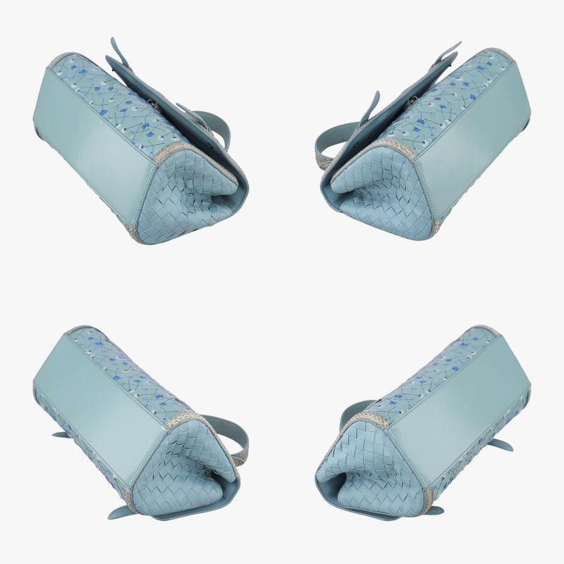 Bottega Veneta Anemone Maestra Blue Patent Shoulder Bag
