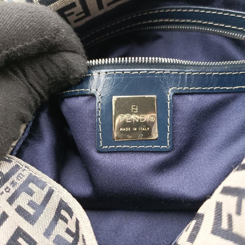 Fendi Mamma Bucket Zucchino Pattern Navy Canvas Jacket