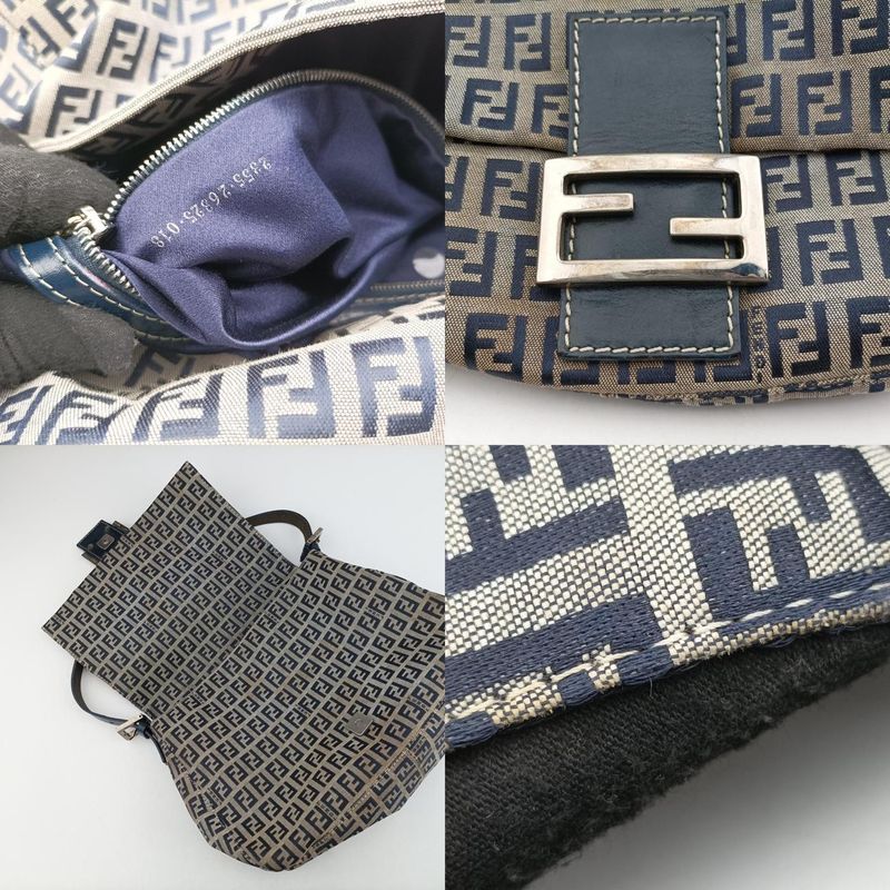 Fendi Mamma Bucket Zucchino Pattern Navy Canvas Jacket