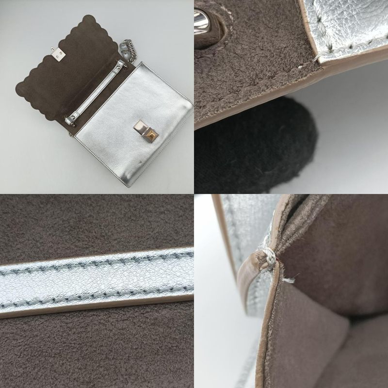 Fendi Studs Canai Silver Leather