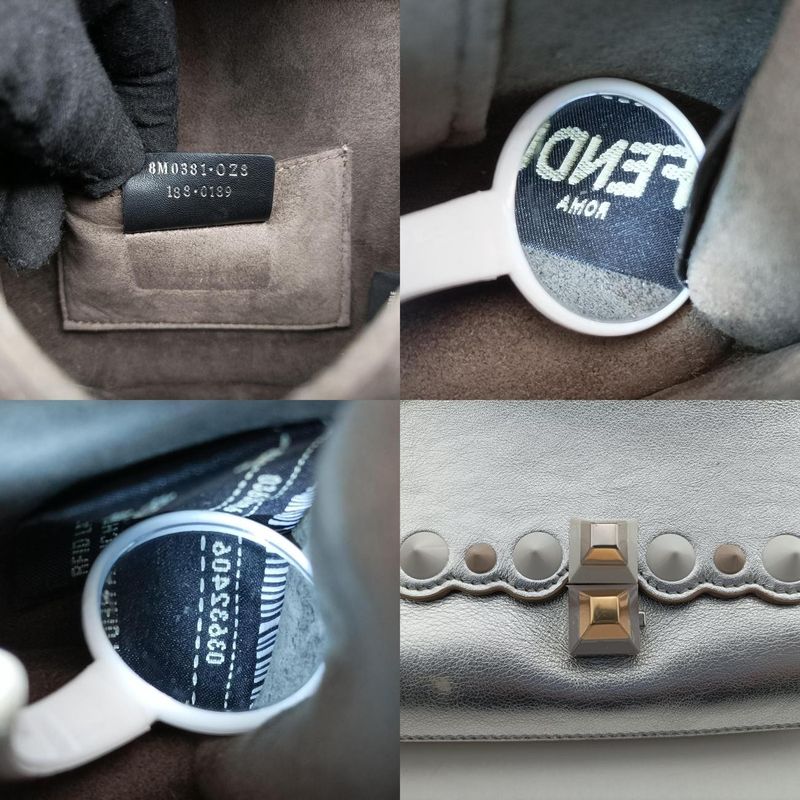 Fendi Studs Canai Silver Leather