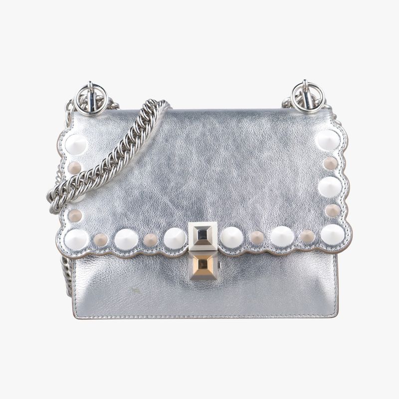 Fendi Studs Canai Silver Leather