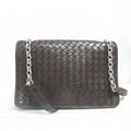 Bottega Veneta Chain Shoulder Bag Intrecciato Leather Brown Flap Braided
