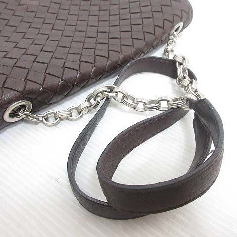 Bottega Veneta Chain Shoulder Bag Intrecciato Leather Brown Flap Braided