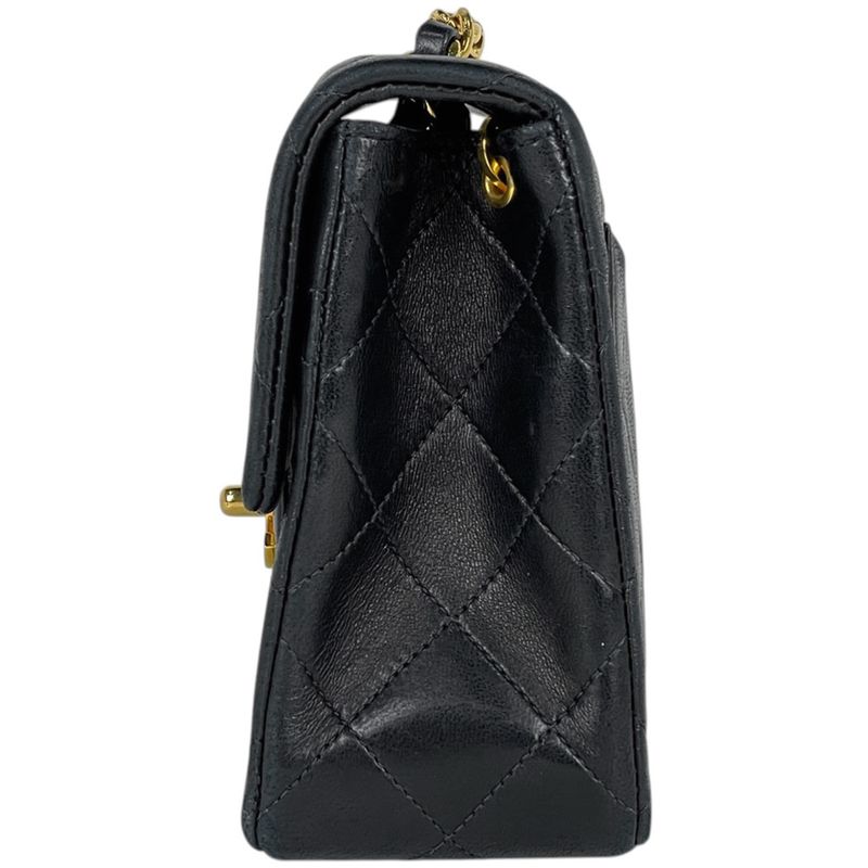 Chanel Mini Quilted Single Flap Chain Shoulder Bag Leather Black