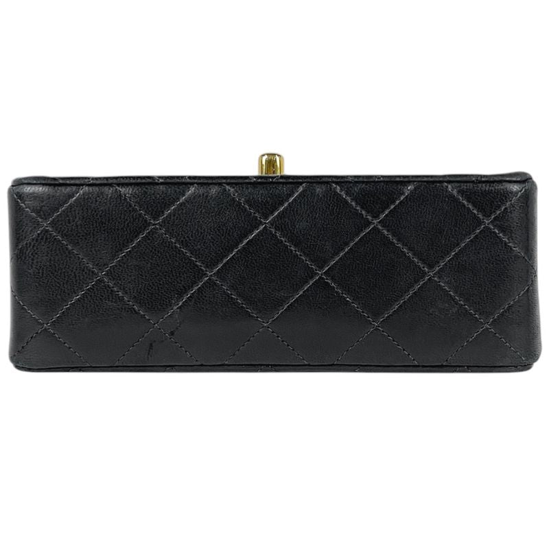Chanel Mini Quilted Single Flap Chain Shoulder Bag Leather Black