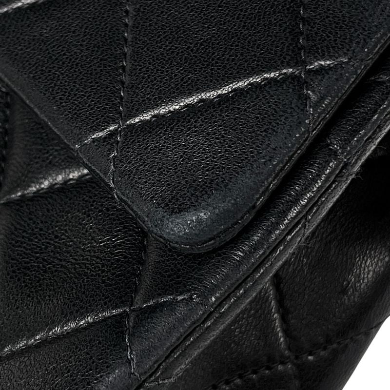 Chanel Mini Quilted Single Flap Chain Shoulder Bag Leather Black
