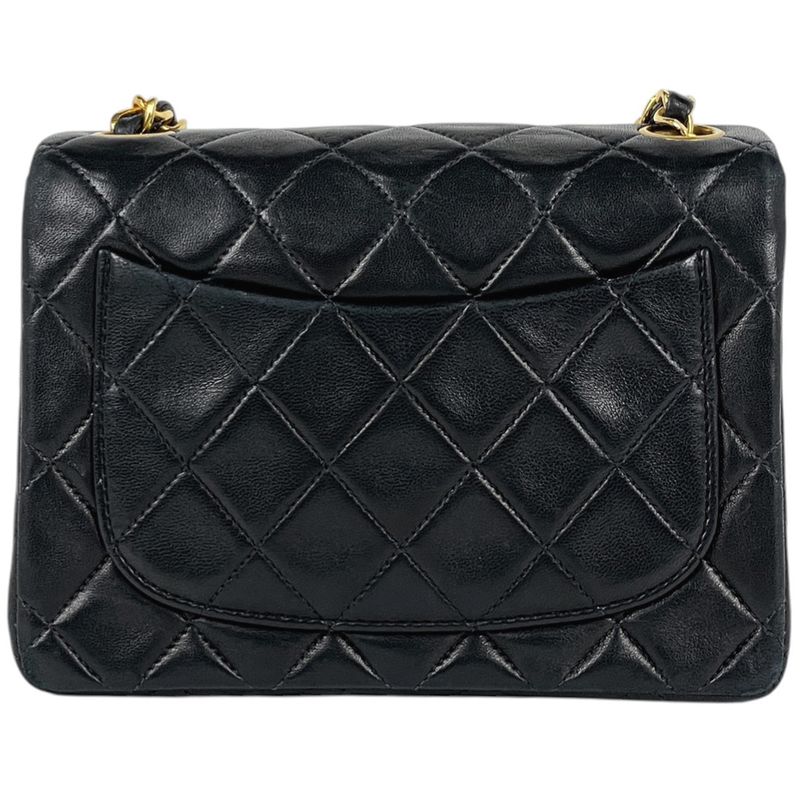 Chanel Mini Quilted Single Flap Chain Shoulder Bag Leather Black
