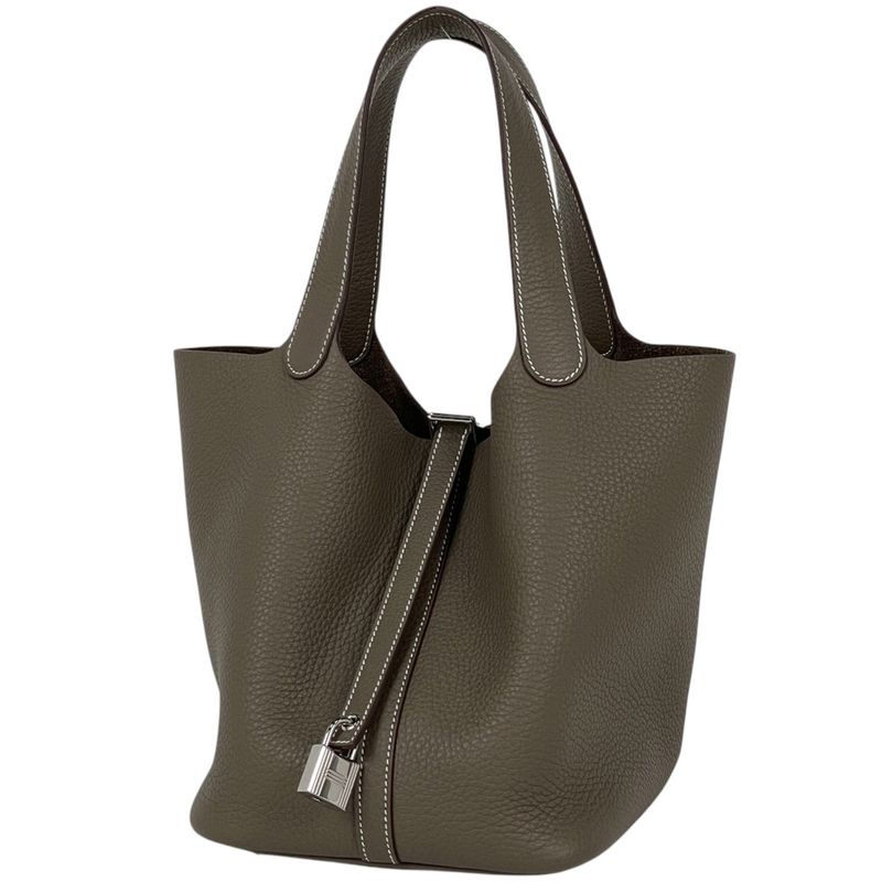 Hermes Picotin Lock MM Mini Bag Taurillon Clemence Etoupe