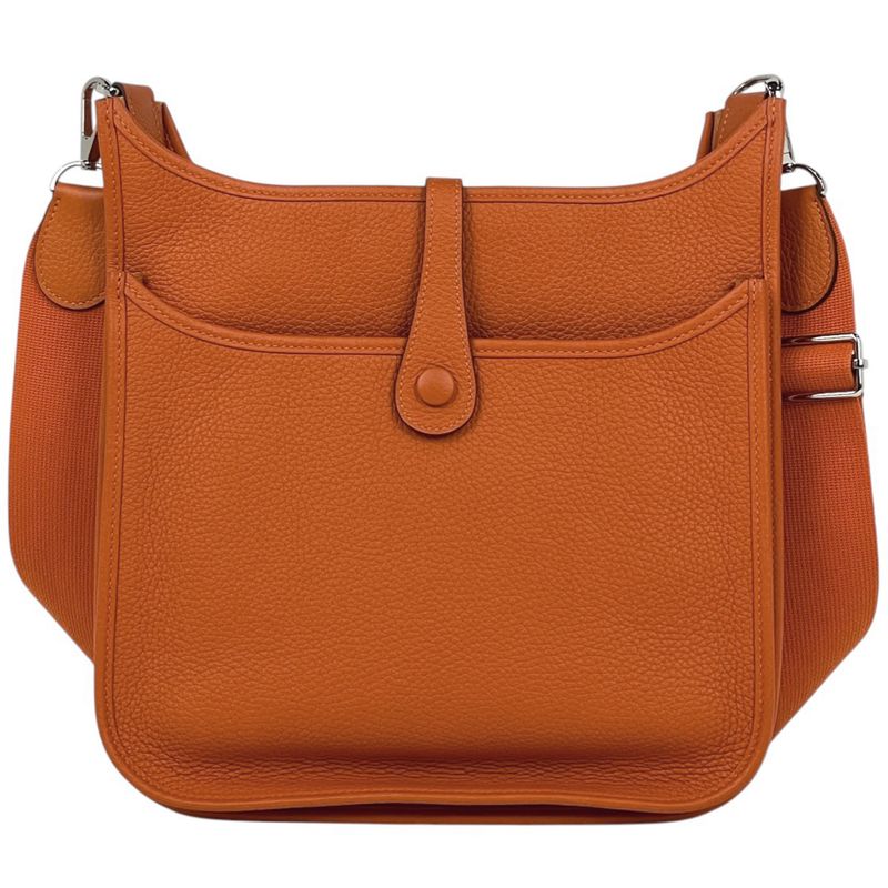 Hermes Evelyne 3 PM Perforated Logo Shoulder Bag Taurillon Clemence Orange Fizz