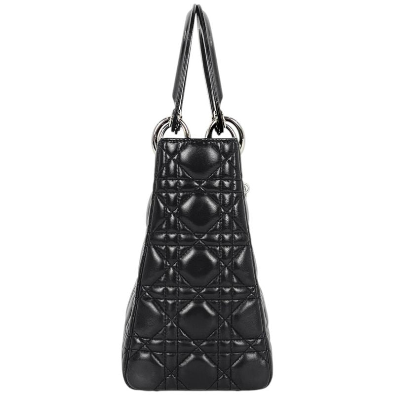 Dior Cannage 2-Way Shoulder Bag Leather Black