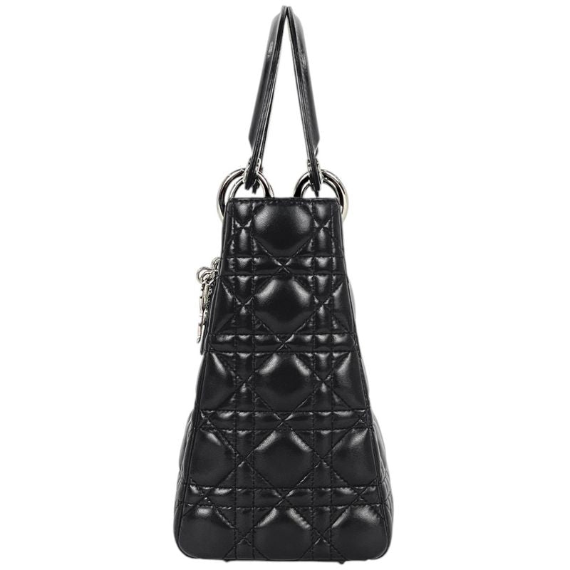 Dior Cannage 2-Way Shoulder Bag Leather Black