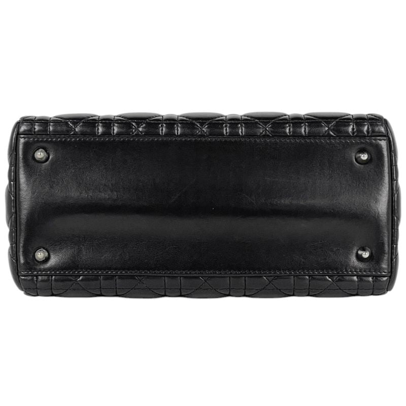 Dior Cannage 2-Way Shoulder Bag Leather Black