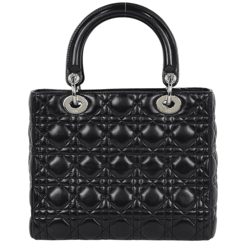 Dior Cannage 2-Way Shoulder Bag Leather Black