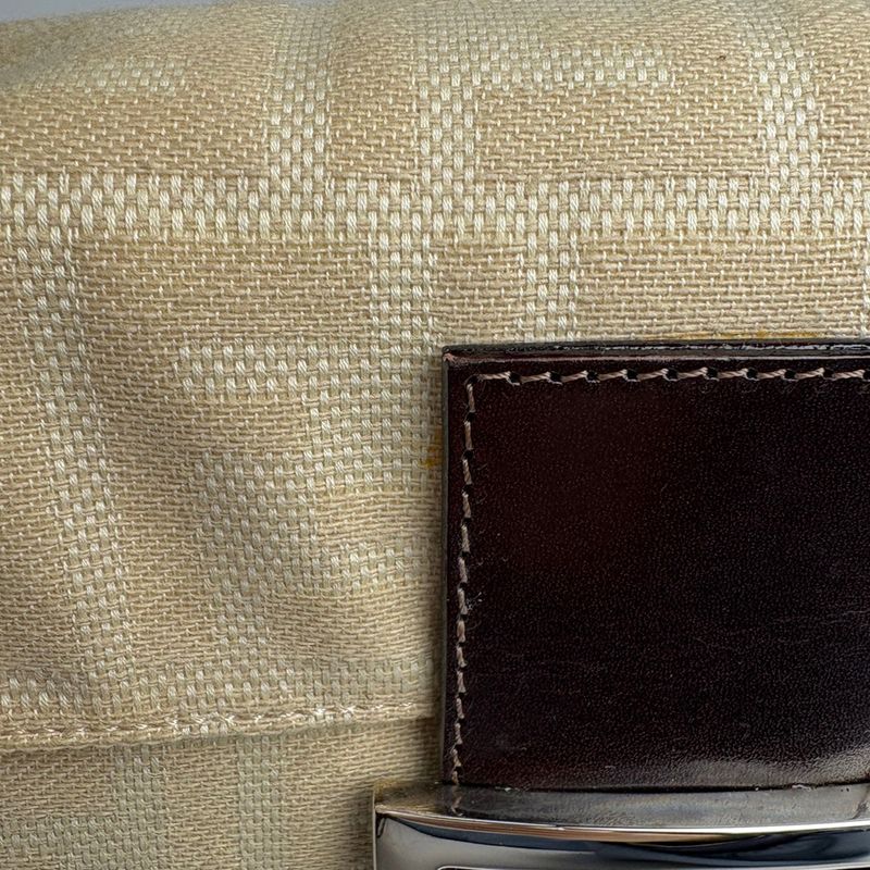 Fendi Zucca Pattern Mamma Baguette Shoulder Bag Canvas Beige