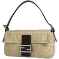 Fendi Zucca Pattern Mamma Baguette Shoulder Bag Canvas Beige