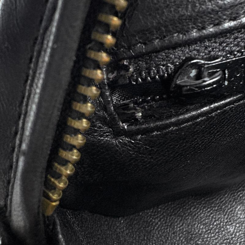 Chanel CC Logo Chain Shoulder Bag Fringe Leather Black